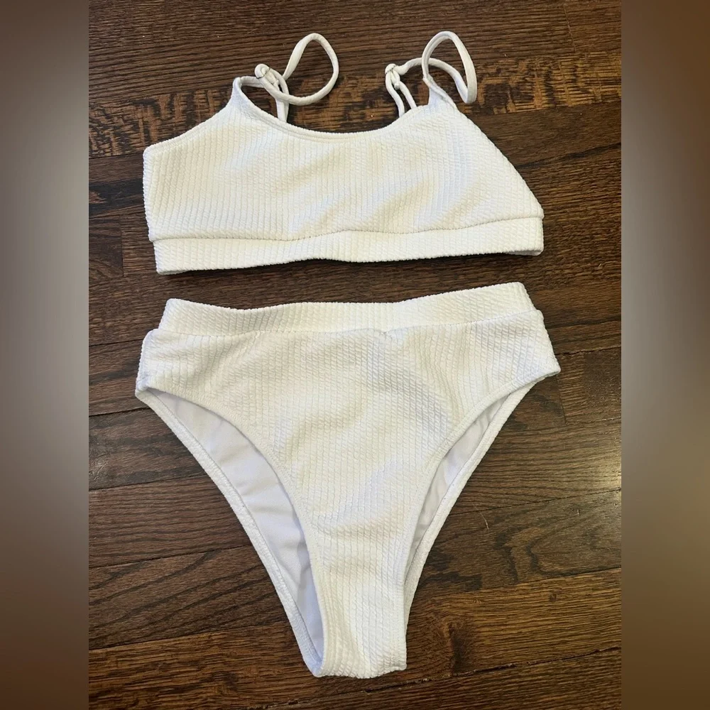 White Ribbed Bikini Set - Picture 2 of 6